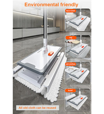 JOYBOS Patent Spin Microfiber Mop System Hands-Free Cleaning Mop With 2 Bag of Refill Reusable Mop Pads Stainless Steel 
