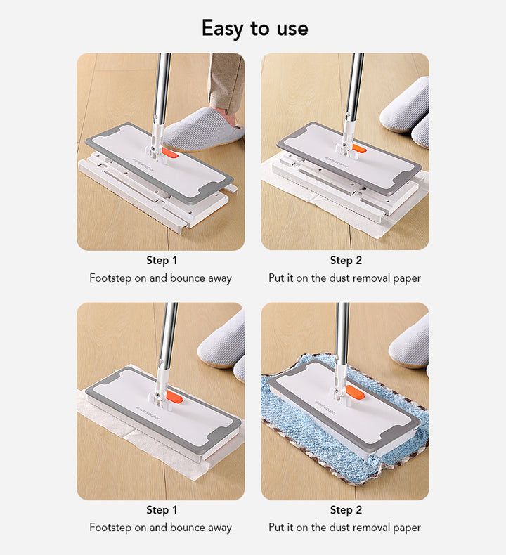 JOYBOS Patent Spin Microfiber Mop System Hands-Free Cleaning Mop With 2 Bag of Refill Reusable Mop Pads Stainless Steel 