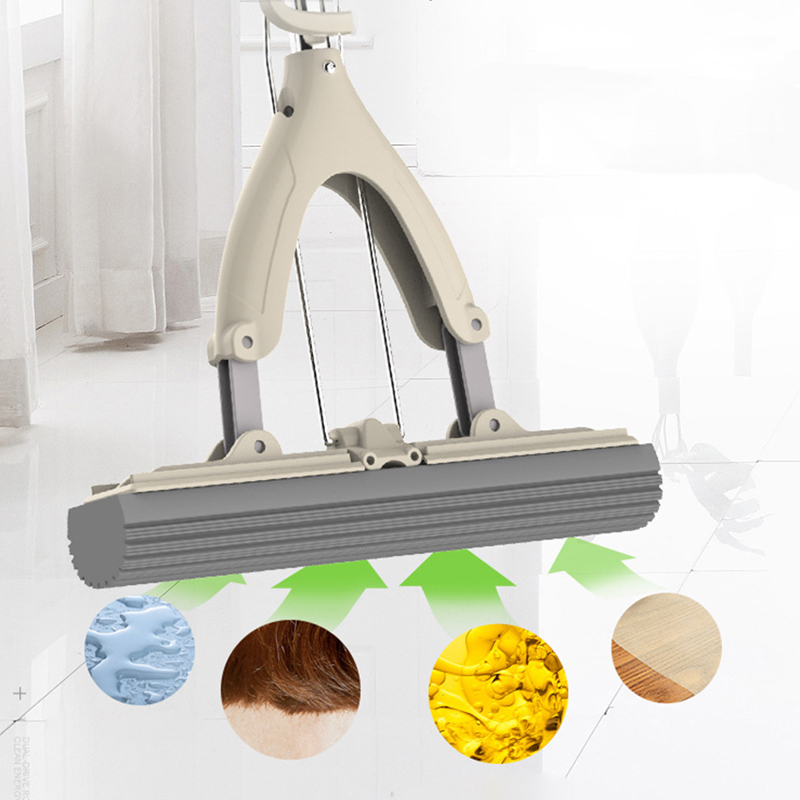 Fold Telescopic Rod Sponge Absorbent Mop Floor Cleaner Flat Mops Cleaning