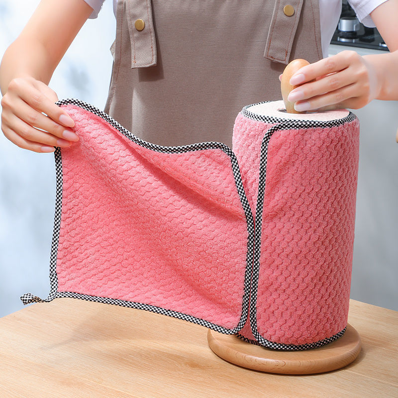 Strong Water Absorption Easy Cleaning Washable  Towel Household Kitchen Dishes Cloth Restaurants Pink Color Scouring 