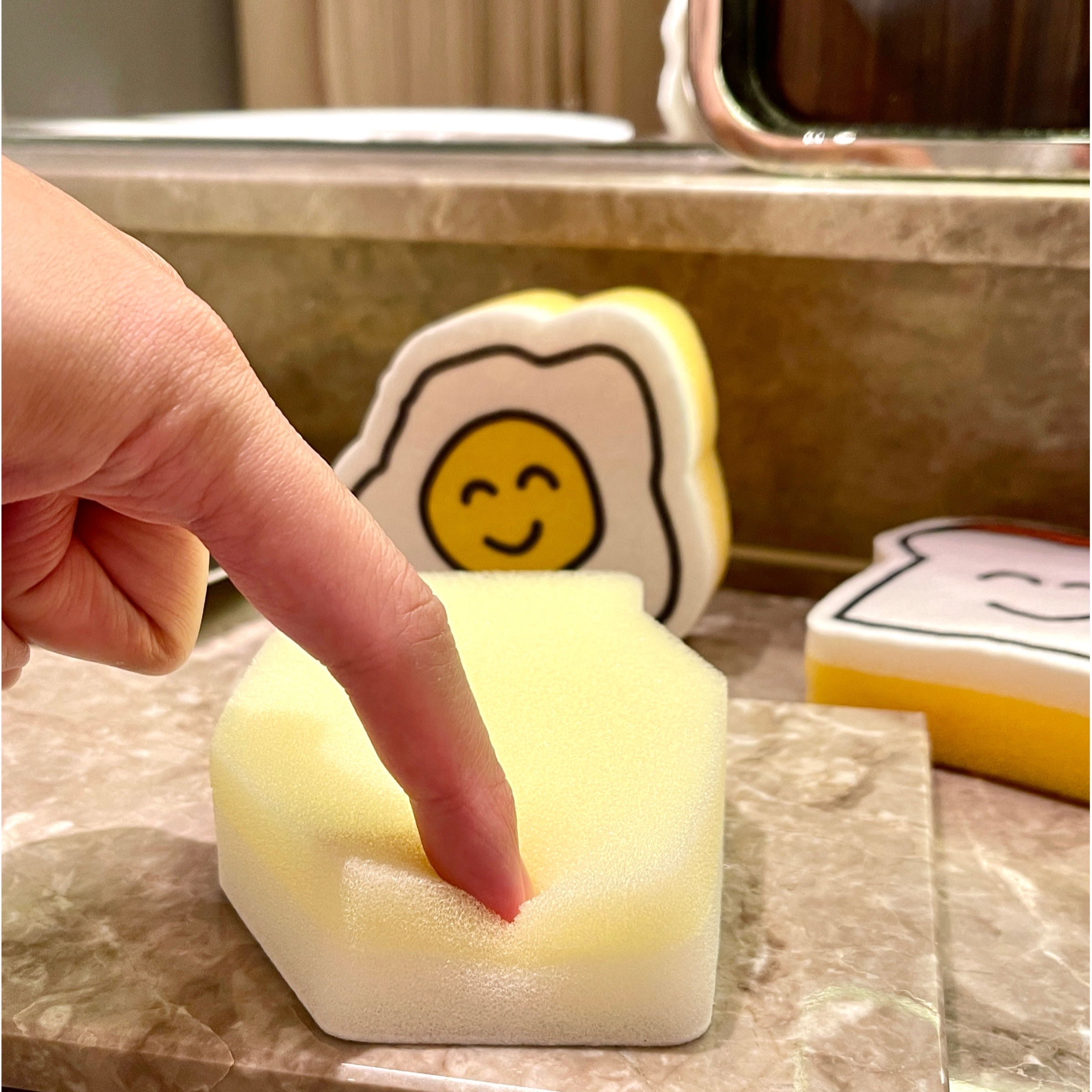 Bear Cartoon Shaped small cleaning sponge set Scrub Foam Prevent Utensil Surface for kitchen cleaning sponge plate spong