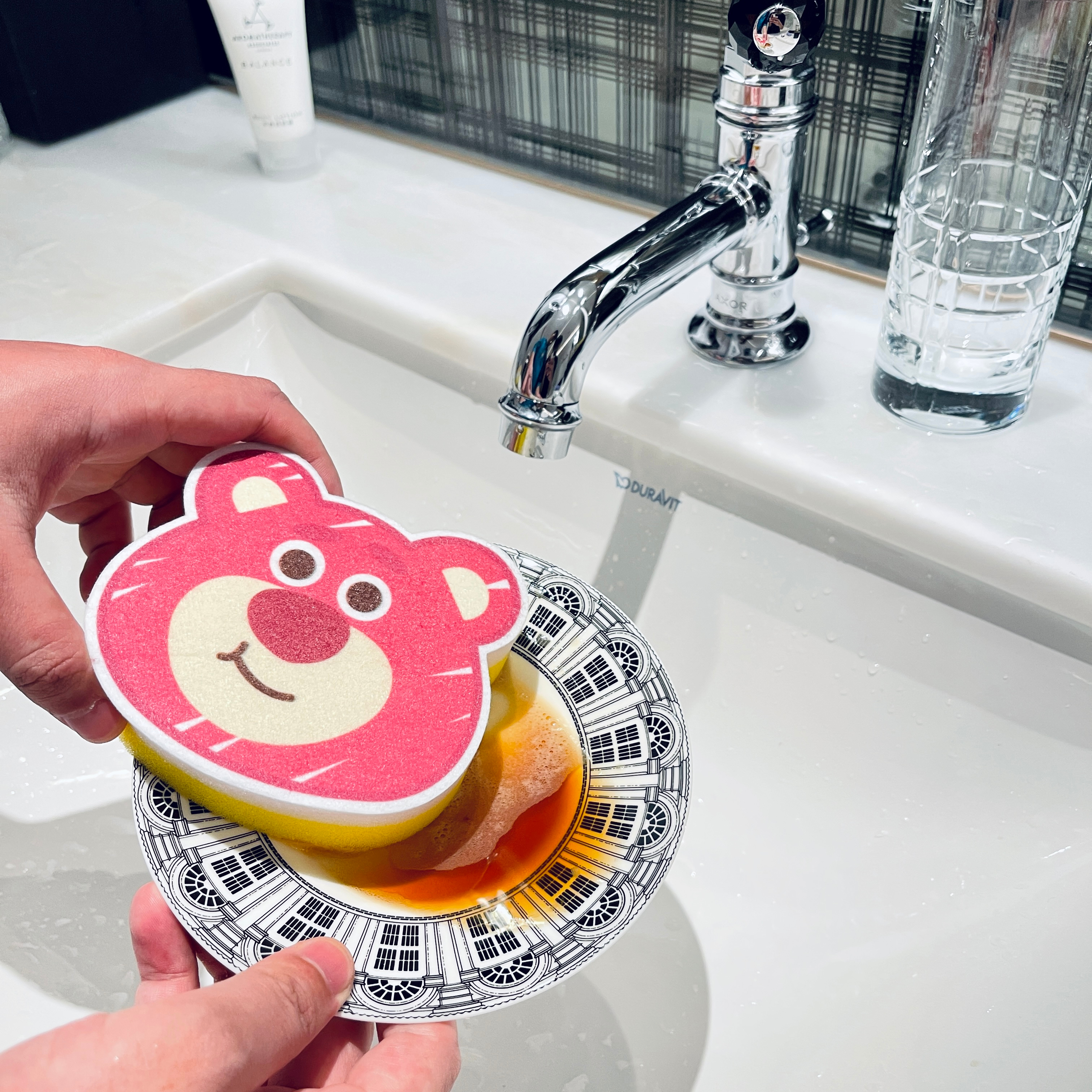 Bear Cartoon Shaped small cleaning sponge set Scrub Foam Prevent Utensil Surface for kitchen cleaning sponge plate spong