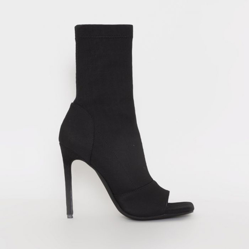 Women's Solid Color Heeled Open Toe Ankle Boots High-Heeled Single Shoes