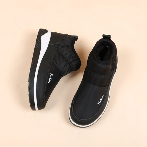 Fashion Women Winter Warm Shoe Leather Wool Flat Shoes Walking Higher Boot Anti-slip Snow Boots