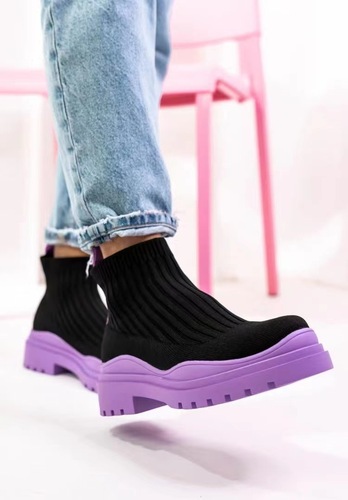 Knitted Platform Women's Boots Autumn and Winter Ankle Boots Women's Breathable Mid Well Boots