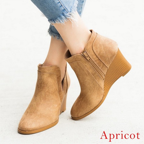Versatile Women's Ankle Length Low Heel Boots Women's Fashion Short Boots