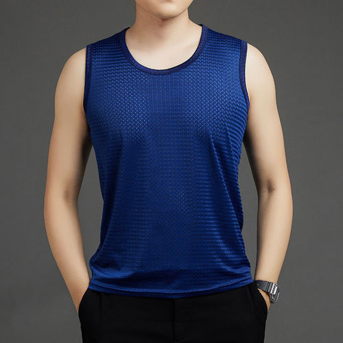 In Stock Casual  Men's Tops Wife Beater Men One Piece Shirts Woven