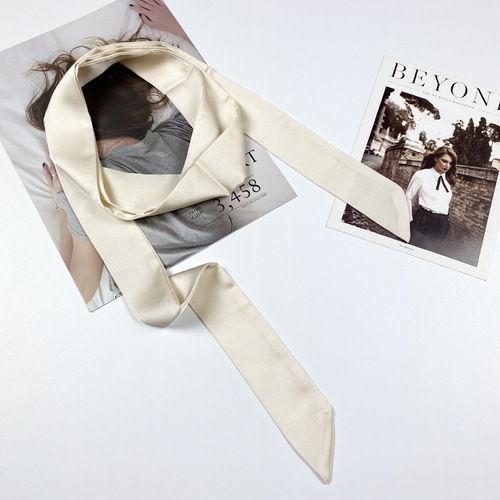 200x4cm Hot Sale Korea Silky Stain Solid Women Narrow Long Neck Scarves Small Scarf Ribbon Shirt Decorative Streamer Tie