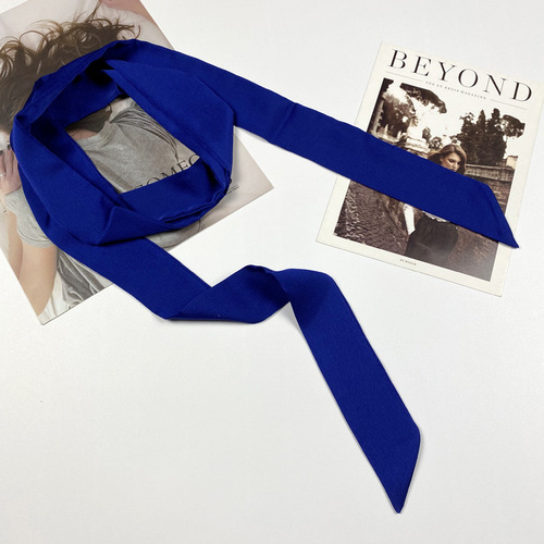 200x4cm Hot Sale Korea Silky Stain Solid Women Narrow Long Neck Scarves Small Scarf Ribbon Shirt Decorative Streamer Tie