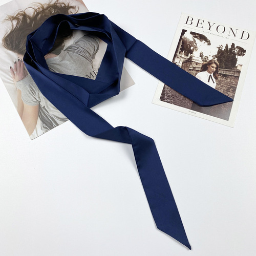 200x4cm Hot Sale Korea Silky Stain Solid Women Narrow Long Neck Scarves Small Scarf Ribbon Shirt Decorative Streamer Tie