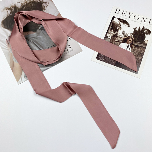 200x4cm Hot Sale Korea Silky Stain Solid Women Narrow Long Neck Scarves Small Scarf Ribbon Shirt Decorative Streamer Tie