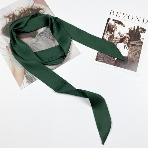 200x4cm Hot Sale Korea Silky Stain Solid Women Narrow Long Neck Scarves Small Scarf Ribbon Shirt Decorative Streamer Tie