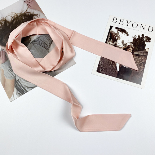 200x4cm Hot Sale Korea Silky Stain Solid Women Narrow Long Neck Scarves Small Scarf Ribbon Shirt Decorative Streamer Tie