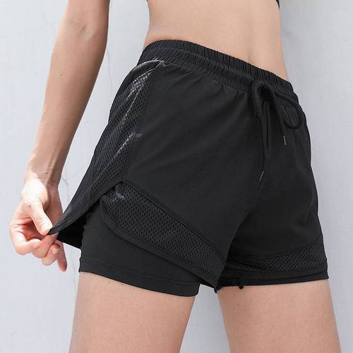 Breathable Women Fitness Gym Yoga Booty Biker Drawstring Waist Sports Shorts With Phone Pocket