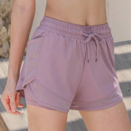 Breathable Women Fitness Gym Yoga Booty Biker Drawstring Waist Sports Shorts With Phone Pocket