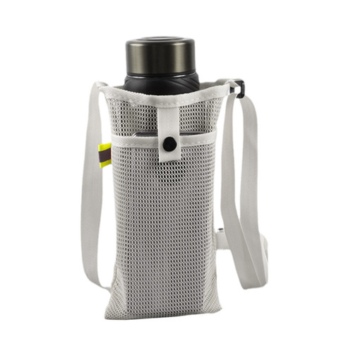 1PC Mesh Water Bottle Bag With Adjustable Shoulder Strap Portable Sling Travel Cup Storage Bag 
