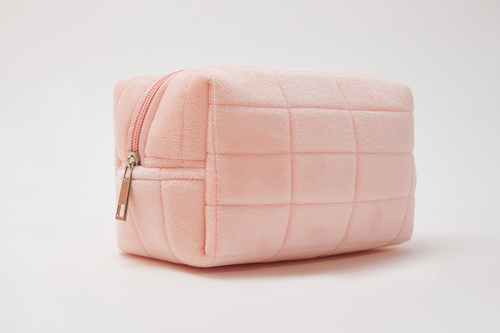 Fashion beauty embroidery  zipper travel makeup pouch girls soft velvet cosmetic bag corduroy makeup bag