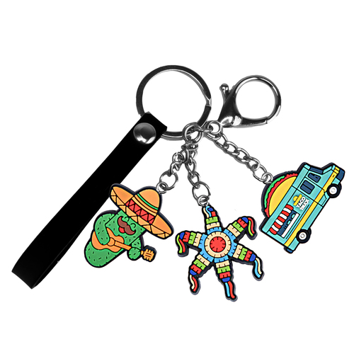 Mexican Keychain 2D shoe model key ring basketball shoes car pendant rubber keychain food key chains
