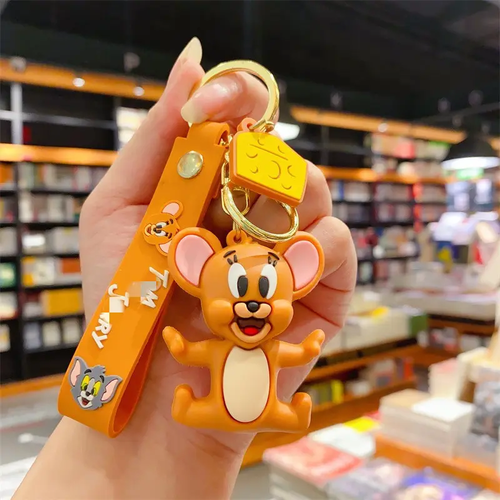 Cartoon Creative Cat Mouse Key Chain Cute Toy Car Key Pendant Couple Pendant 3D PVC Tom Mouse Keychain