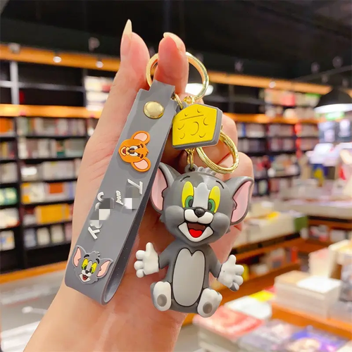 Cartoon Creative Cat Mouse Key Chain Cute Toy Car Key Pendant Couple Pendant 3D PVC Tom Mouse Keychain