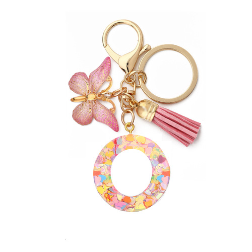 English Letters Drop Glue Jewelry Popular Butterfly Hanging Love Sequin Key Chain