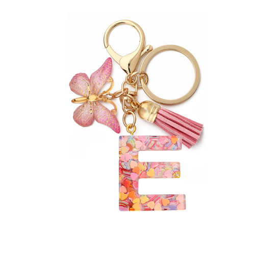 English Letters Drop Glue Jewelry Popular Butterfly Hanging Love Sequin Key Chain