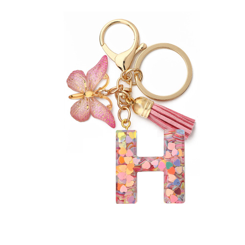 English Letters Drop Glue Jewelry Popular Butterfly Hanging Love Sequin Key Chain