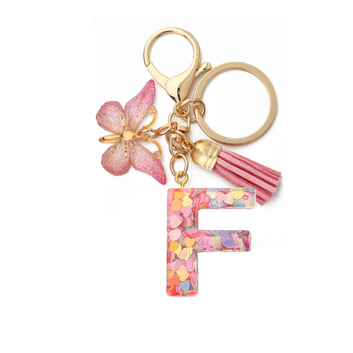 English Letters Drop Glue Jewelry Popular Butterfly Hanging Love Sequin Key Chain