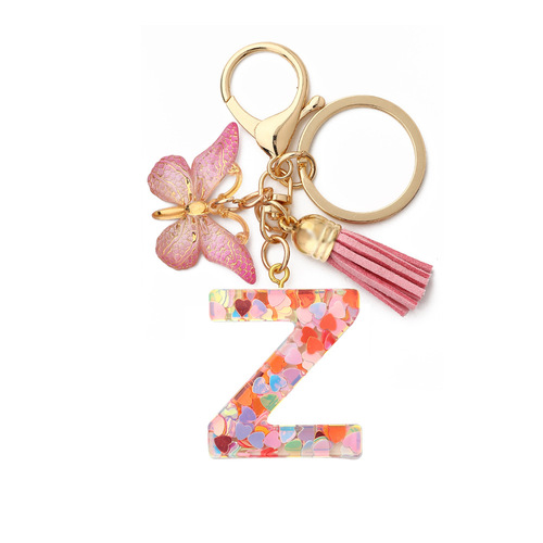 English Letters Drop Glue Jewelry Popular Butterfly Hanging Love Sequin Key Chain