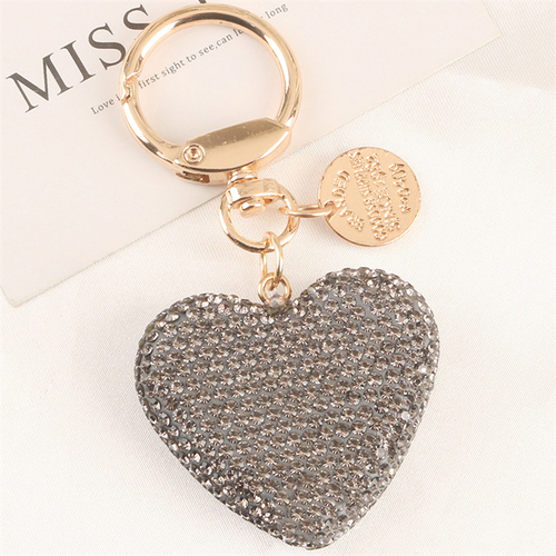 Fashion Trendy Beautiful Colorful Heart Shape 3d Metal Crystal Key Chain
