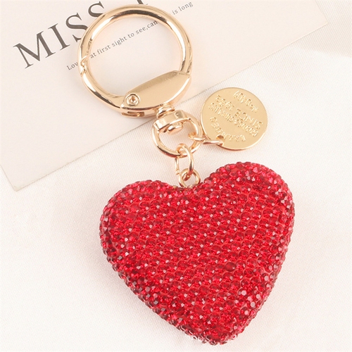 Fashion Trendy Beautiful Colorful Heart Shape 3d Metal Crystal Key Chain