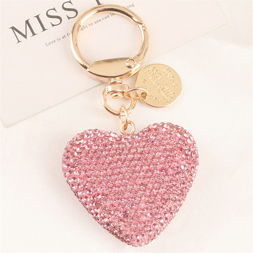 Fashion Trendy Beautiful Colorful Heart Shape 3d Metal Crystal Key Chain