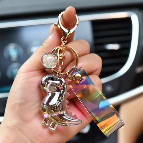 Cartoon Creative Magic Color Acrylic Dinosaur Key Ring Car Key Chain Bag Accessories Gifts