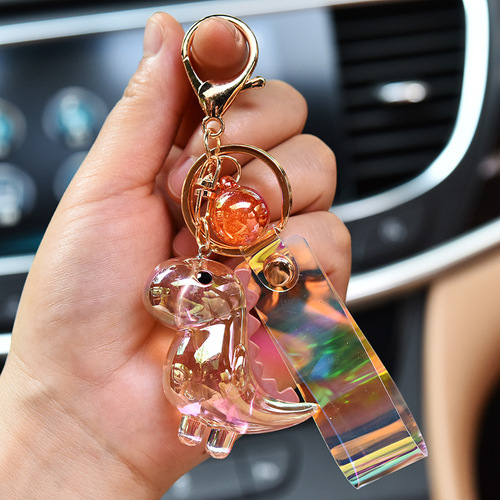 Cartoon Creative Magic Color Acrylic Dinosaur Key Ring Car Key Chain Bag Accessories Gifts