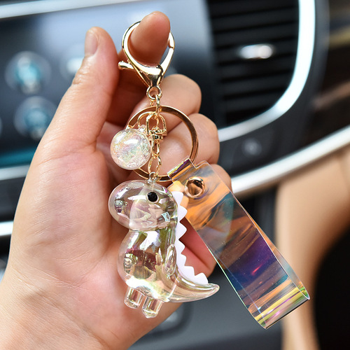 Cartoon Creative Magic Color Acrylic Dinosaur Key Ring Car Key Chain Bag Accessories Gifts
