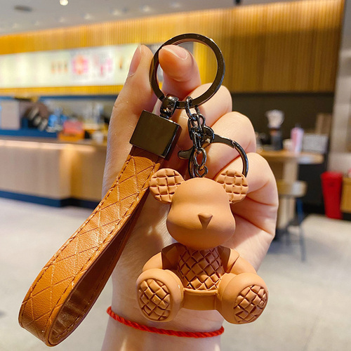 Cute Kawaii Bear Key Chain 3D Resin Plastic Keychain Bag Accesorios