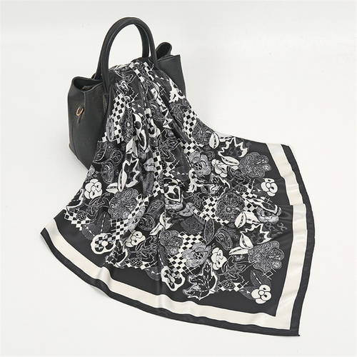 Satin Scarf with Feather Design Women's Fashion Scarves, Personalized Style