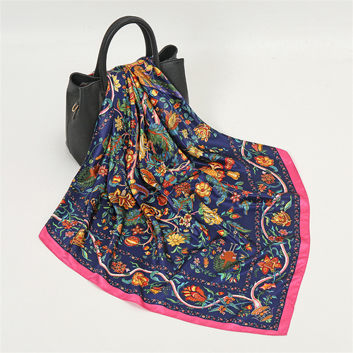 Satin Scarf with Feather Design Women's Fashion Scarves, Personalized Style