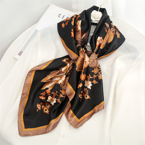 Satin Scarf with Feather Design Women's Fashion Scarves, Personalized Style