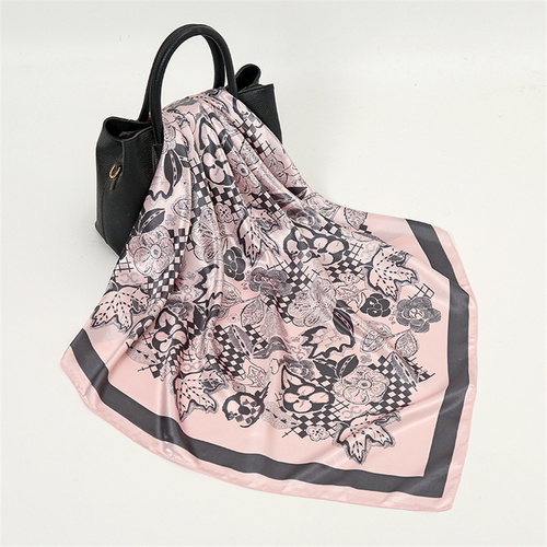 Satin Scarf with Feather Design Women's Fashion Scarves, Personalized Style