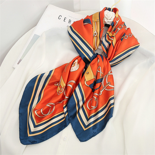 Satin Scarf with Feather Design Women's Fashion Scarves, Personalized Style