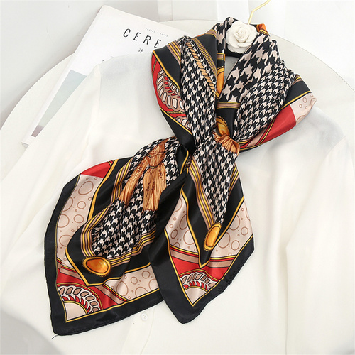 Satin Scarf with Feather Design Women's Fashion Scarves, Personalized Style