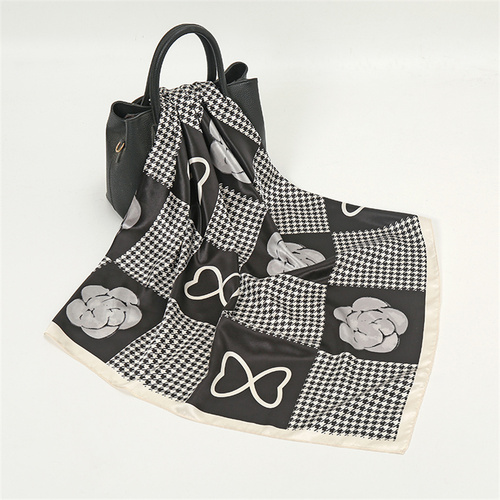 Satin Scarf with Feather Design Women's Fashion Scarves, Personalized Style