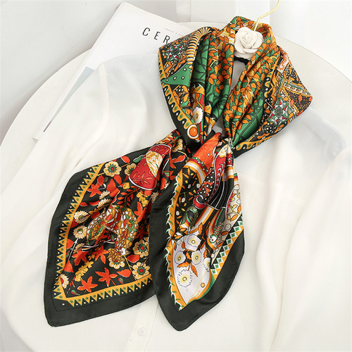 Satin Scarf with Feather Design Women's Fashion Scarves, Personalized Style