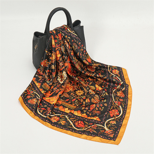 Satin Scarf with Feather Design Women's Fashion Scarves, Personalized Style