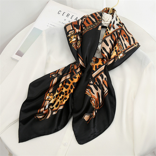 Satin Scarf with Feather Design Women's Fashion Scarves, Personalized Style