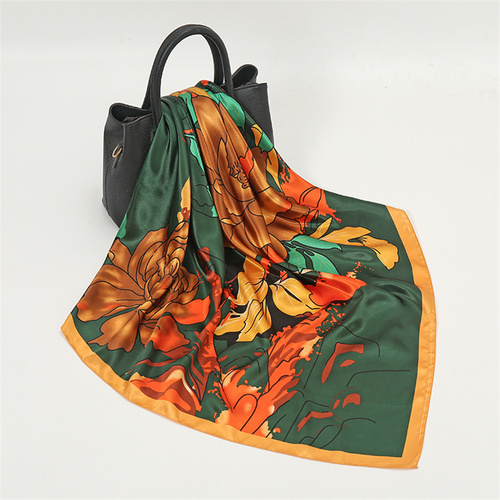 Satin Scarf with Feather Design Women's Fashion Scarves, Personalized Style