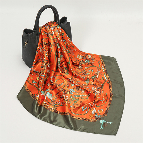 Satin Scarf with Feather Design Women's Fashion Scarves, Personalized Style