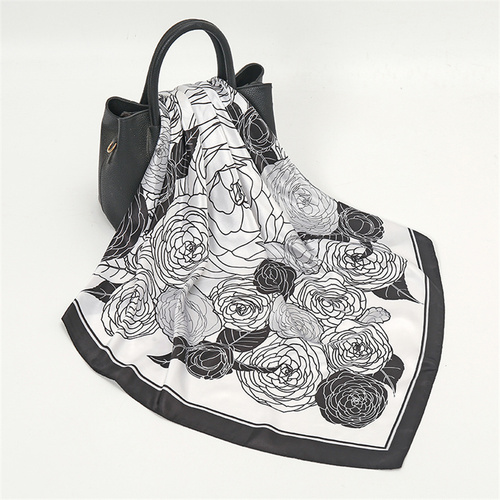 Satin Scarf with Feather Design Women's Fashion Scarves, Personalized Style