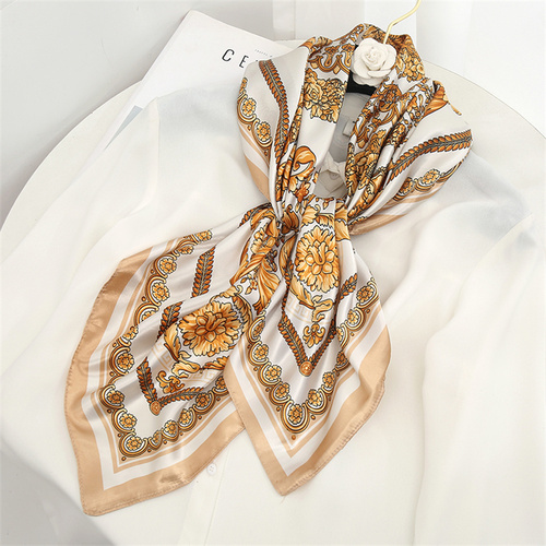 Satin Scarf with Feather Design Women's Fashion Scarves, Personalized Style